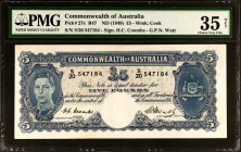 AUSTRALIA. Commonwealth of Australia. 5 Pounds, ND (1949). P-27c. PMG Choice Very Fine 35 Net. Restoration.

PMG comments "Restoration."

Estimate...