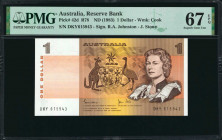 AUSTRALIA. Reserve Bank of Australia. 1 Dollar, ND (1983). P-42d. PMG Superb Gem Uncirculated 67 EPQ.

Estimate: USD 100-200