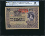 AUSTRIA. Lot of (2). Oesterreichisch-Ungarische Bank. 10,000 Kronen, ND (1919 - old 1918). P-65. Consecutive. PCGS GSG About Uncirculated 50 OPQ.

E...