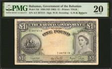 BAHAMAS. Government of the Bahamas. 1 Pound, 1936 (ND 1963). P-15d. PMG Very Fine 20.

Estimate: USD 40-80