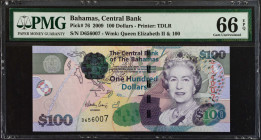 BAHAMAS. The Central Bank of the Bahamas. 100 Dollars, 2009. P-76. PMG Gem Uncirculated 66 EPQ.

Estimate: USD 100-200