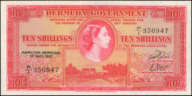 BERMUDA. Bermuda Government. 10 Shillings, 1957. P-19b. Uncirculated.

Pinholes.

Estimate: USD 90-150
