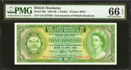 BRITISH HONDURAS. The Government of British Honduras. 1 Dollar, 1961-69. P-28b. PMG Gem Uncirculated 66 EPQ.

Estimate: USD 200-300