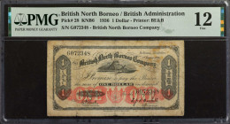 BRITISH NORTH BORNEO. The British North Borneo Company. 1 Dollar, 1936. P-28. PMG Fine 12.

PMG comments "Rust."

Estimate: USD 250-450