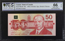 CANADA. Lot of (2). Bank of Canada. 50 & 100 Dollars, 1988. P-98b & 99a. PCGS GSG Choice Uncirculated 63 OPQ & Gem Uncirculated 66 OPQ.

Estimate: U...