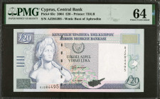 CYPRUS. Central Bank of Cyprus. 20 Pounds, 2004. P-63c. PMG Choice Uncirculated 64.

Estimate: USD 60-80