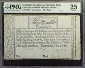 DENMARK. Exchange and Mortgage Bank. 5 Rigsdaler Courant, 1786-1800. P-A29b. PMG Very Fine 25.

Copenhagen. Blue paper. Dated 1798. PMG comments "Te...