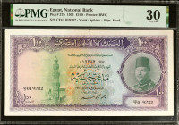 EGYPT. National Bank of Egypt. 100 Pounds, 1951. P-27b. PMG Very Fine 30.

PMG comments "Splits, Annotation."

Estimate: USD 200-400