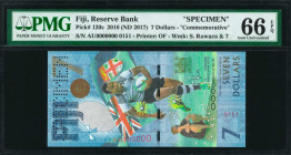 FIJI. Reserve Bank of Fiji. 7 Dollars, 2016 (ND 2017). P-120s. Specimen. PMG Gem Uncirculated 66 EPQ.

Estimate: USD 100-200