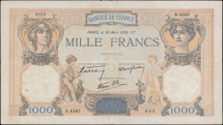 FRANCE. Banque de France. 1000 Francs, 1939. P-90c. Fine.

Pinholes. Light rust/staining.

Estimate: USD 100-200