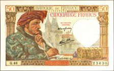 FRANCE. Banque de France. 50 Francs, 1941. P-93. About Uncirculated.

Estimate: USD 50-100