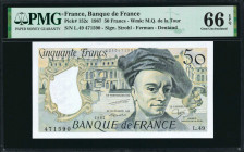 FRANCE. Lot of (3). Banque de France. 50, 200 & 500 Francs, 1979-87. P-152c, 155a & 156e. PMG Gem Uncirculated 66 EPQ & Superb Gem Uncirculated 67 EPQ...