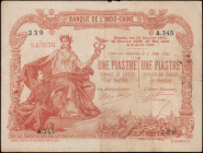 FRENCH INDO-CHINA. Banque de L'Indochine. 1 Piastre, 1891. P-34b. Fine.

Edge wear. Staining. Pinholes.

Estimate: USD 150-250
