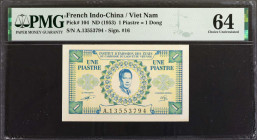 FRENCH INDO-CHINA. Institut D'Emission Des Etats Du Cambodge, Du Laos et Du Veit-Nam. 1 Piastre = 1 Dong, ND (1953). P-104. PMG Choice Uncirculated 64...