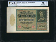 GERMANY. Reichsbanknote. 10,000 Mark, 1922. P-70. PCGS GSG About Uncirculated 55 & 55 Details.

PCGS GSG comments "Tape" on the Details note.

Est...