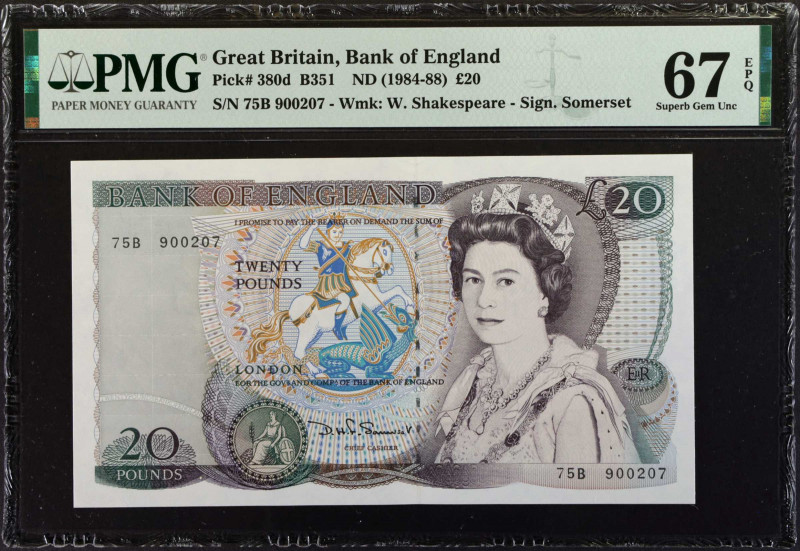 GREAT BRITAIN. Bank of England. 20 Pounds, ND (1984-88). P-380d. PMG Superb Gem ...