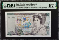 GREAT BRITAIN. Bank of England. 20 Pounds, ND (1984-88). P-380d. PMG Superb Gem Uncirculated 67 EPQ.

Estimate: USD 100-200