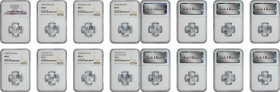 (t) CHINA. Octet of Jiao (8 Pieces), 1991-99. All NGC Certified.

KM-335. Dated 1991 to 1999 inclusive except missing 1992. Grades range from MS-64 ...