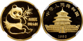 (t) CHINA. Gold 1/10 Ounce Medal, 1982. Panda Series. NGC MS-69.

cf. Fr-B7; KMX-MB8; PAN-5A.

Estimate: USD 300-400