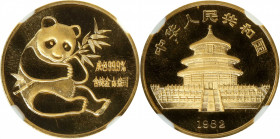 (t) CHINA. Gold 1/10 Ounce Medal, 1982. Panda Series. NGC MS-69.

cf. Fr-B7; KMX-MB8; PAN-5A.

Estimate: USD 300-400