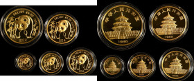 CHINA. Gold Proof Set (5 Pieces), 1986-P. Panda Series. Average Grade: GEM PROOF.

As a set: KM-PS20. Each pieces is sharply struck with hard mirror...