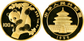 CHINA. Gold 100 Yuan, 1996. Panda Series. NGC MS-68.

Fr-B4; KM-887; PAN-256A. Large date variety. 

Estimate: USD 2500-3000