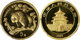 CHINA. 5 Yuan, 1997. Panda Series. PCGS MS-66.

Fr-B8; KM-984; PAN-283A. Small date variety.

Estimate: USD 100-150