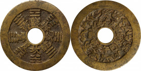 CHINA. Qing Dynasty. Brass Zodiac Charm, ND (ca. 19th Century). Grade: VERY FINE.

Weight: 17.19 gms; diameter: 42 mm. Obverse: The twelve animals o...