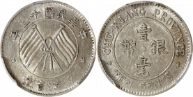 (t) CHINA. Chekiang. 10 Cents, Year 13 (1924). Hangchow Mint. PCGS AU-53.

L&M-289; K-769; KM-Y-371; WS-1025. Doubled-die reverse.

Estimate: USD ...