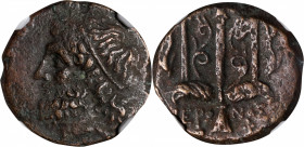 SICILY. Syracuse. Hieron II, 275-215 B.C. AE Litra, 263-218 B.C. NGC Ch VF.

HGC-2, 1550. Obverse: Head of Poseidon left, wearing tainia; Reverse: O...