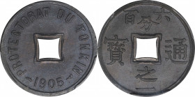 ANNAM. Tonkin. Zinc 1/600 Piastre, 1905. PCGS MS-64.

KM-1; Lec-3.

Estimate: USD 100-200