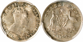 AUSTRALIA. 3 Pence, 1910. London Mint. Edward VII. PCGS MS-66.

KM-18.

Estimate: USD 40-60