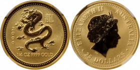 AUSTRALIA. 25 Dollars, 2000. Lunar Series, Year of the Dragon. Elizabeth II. NGC MS-70.

Fr-L35; KM-527.

Estimate: USD 500-600