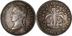 BOLIVIA. 8 Soles, 1855-PTS MJ. Potosi Mint. PCGS EF-40.

KM-112.2.

Estimate: USD 100-150