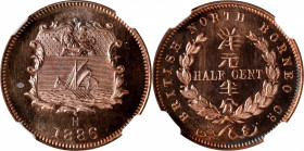 BRITISH NORTH BORNEO. British North Borneo Company. 1/2 Cent, 1886-H. Heaton Mint. Victoria. NGC SPECIMEN-65 Red Brown.

KM-1; Prid-30.

Estimate:...