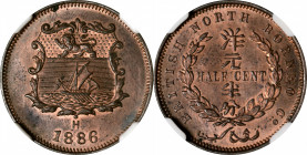 BRITISH NORTH BORNEO. British North Borneo Company. 1/2 Cent, 1886-H. Heaton Mint. Victoria. NGC MS-63 Red Brown.

KM-1; Prid-30.

Estimate: USD 1...