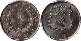 BRITISH NORTH BORNEO. British North Borneo Company. 1/2 Cent, 1891-H. Heaton Mint. Victoria. PCGS MS-65 Brown.

KM-1; Prid-32.

Estimate: USD 100-...