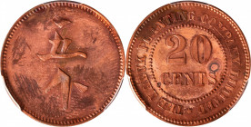 BRITISH NORTH BORNEO. Labuk Planting Company Copper 20 Cents Token, ND (ca. 1890). PCGS Genuine--Questionable Color, Unc Details.

LaWe-693b; Prid-4...