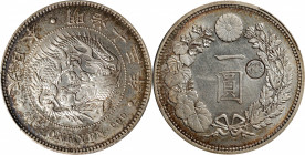 JAPAN. Yen, Year 13 (1880). Osaka Mint. Mutsuhito (Meiji). PCGS Genuine--Cleaned, AU Details.

KM-Y-28a.1; JNDA-01-10B; JC-09-10-3. "Gin" countermar...