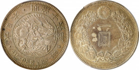 JAPAN. Yen, Year 16 (1883). Osaka Mint. Mutsuhito (Meiji). PCGS AU-58.

KM-Y-A25.2; JNDA-01-10; JC-09-10-1.

Estimate: USD 150-300
