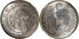 JAPAN. Yen, Year 24 (1891). Osaka Mint. Mutsuhito (Meiji). NGC MS-63.

KM-Y-A25.3; JNDA-01-10A; JC-09-10-2.

Estimate: USD 200-300