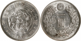 JAPAN. Yen, Year 27 (1894). Osaka Mint. Mutsuhito (Meiji). NGC AU-58.

KM-Y-28a.2; JNDA-01-10C; JC-09-10-4. "Gin" countermark in left reverse field....