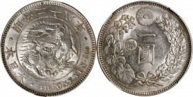 JAPAN. Yen, Year 28 (1895). Osaka Mint. Mutsuhito (Meiji). NGC MS-61.

KM-Y-28a.2; JNDA-01-10C; JC-09-10-4. "Gin" countermark in left reverse field....