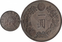 JAPAN. Yen, Year 28 (1895). Osaka Mint. Mutsuhito (Meiji). ICG-AU 50 Details, Rim Nicks.

KM-Y-28a.5; JNDA-01-10C; JC-09-10-4. "Gin" countermark in ...