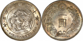 JAPAN. Yen, Year 30 (1897). Osaka Mint. Mutsuhito (Meiji). PCGS MS-63.

KM-Y-A25.3; JNDA-01-10A; JC-09-10-2.

Estimate: USD 300-450