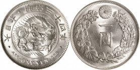 JAPAN. Yen, Year 34 (1901). Osaka Mint. Mutsuhito (Meiji). PCGS MS-63.

KM-Y-A25.3; JNDA-01-10A; JC-09-10-2.

Estimate: USD 300-500