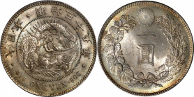 JAPAN. Yen, Year 35 (1902). Osaka Mint. Mutsuhito (Meiji). PCGS MS-64.

KM-Y-A25.3; JNDA 01-10A; JC-09-10-2.

Estimate: USD 400-600