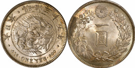 JAPAN. Yen, Year 35 (1902). Osaka Mint. Mutsuhito (Meiji). PCGS MS-63.

KM-Y-A25.3; JNDA-01-10A; JC-09-10-2.

Estimate: USD 300-450