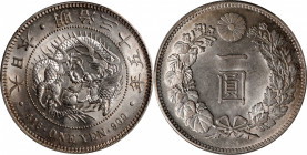 JAPAN. Yen, Year 35 (1902). Osaka Mint. Mutsuhito (Meiji). PCGS MS-61.

KM-Y-A25.3; JNDA-01-10A; JC-09-10-2.

Estimate: USD 200-400