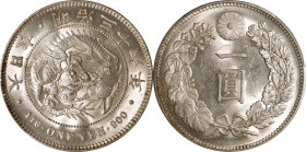 JAPAN. Yen, Year 36 (1903). Osaka Mint. Mutsuhito (Meiji). PCGS MS-63.

KM-Y-A25.3; JNDA-01-10A; JC-09-10-2.

Estimate: USD 300-450